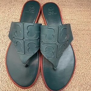 Tory Burch Thong Sandal Size 8.5 Color: Teal Green